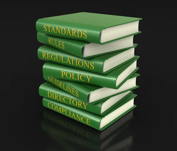 Stack of compliance and rules books (clipping path included)