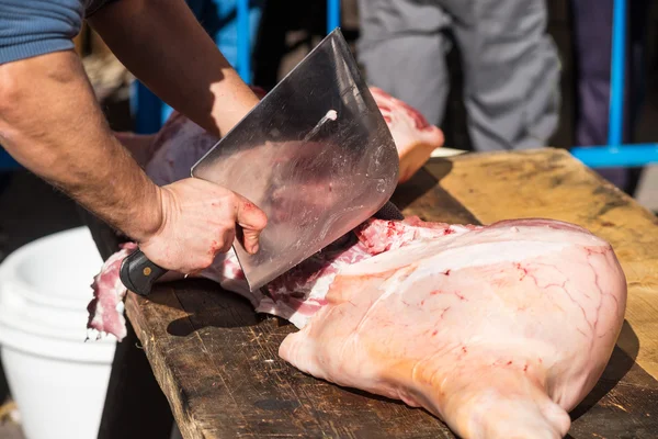 Pork leg preparing