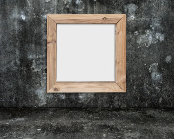 Blank whiteboard with wooden frame on dark mottled concrete room