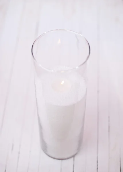 Pillar white Candle in Glass Vase