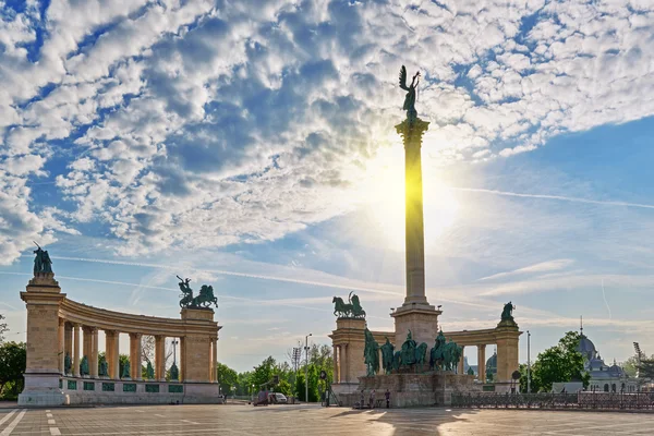 BUDAPEST, HUNGARY- MAY 05, 2016: Heroes\' Square-is one of the ma