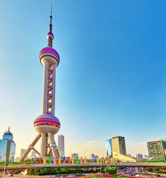 SHANGHAI-MAY 25, 2015. Oriental Pearl Tower on  blue sky backgro