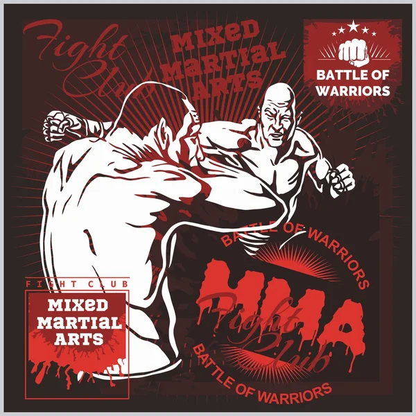 MMA Labels -  Vector Mixed Martial Arts Design.