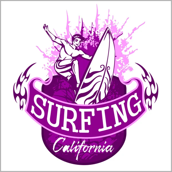 Surfing - vector label and elements
