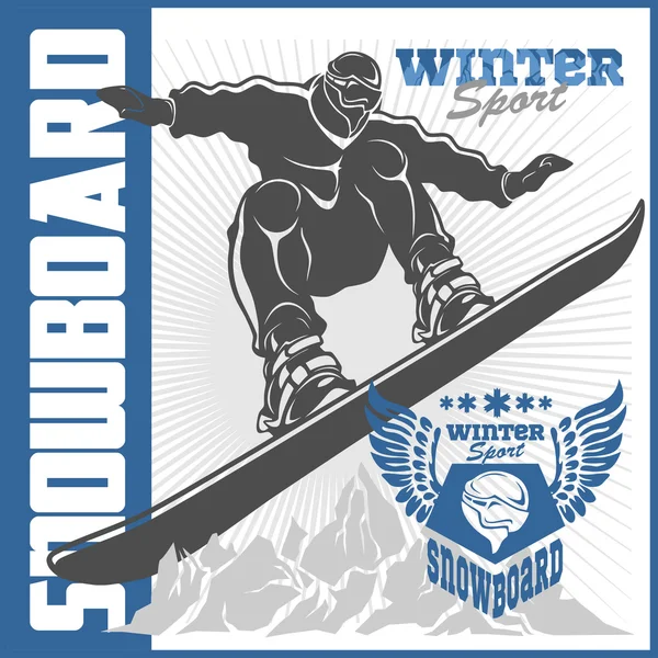 Snowboarding emblem, labels and designed elements. Extreme theme, winter games, outdoors adventure.