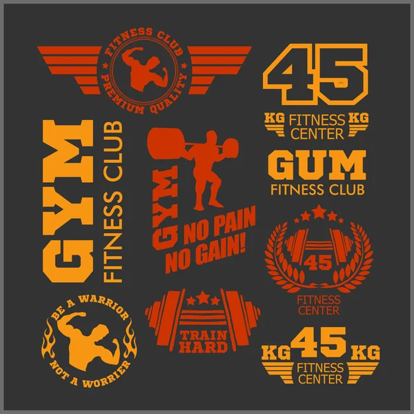 Set of sports and fitness logo. Gym logotypes. Athletic labels  badges.