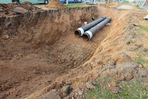 Pipes for water in a trench