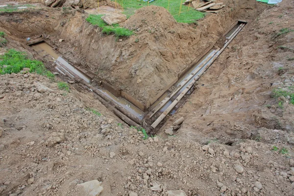 Pipes for water in trench