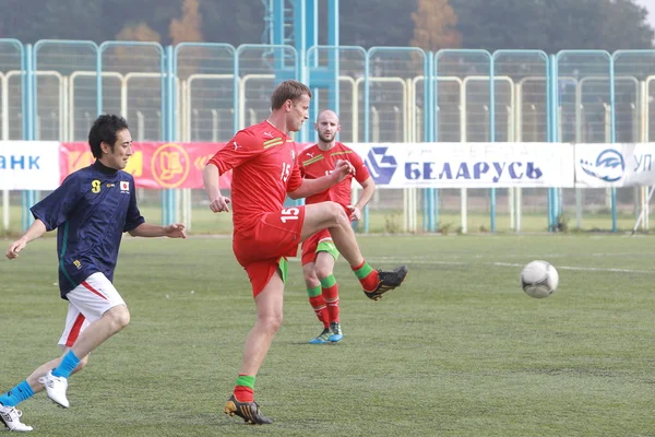 A friendly football match between sports journalists of Japan and Belarus. Minsk, September 2013