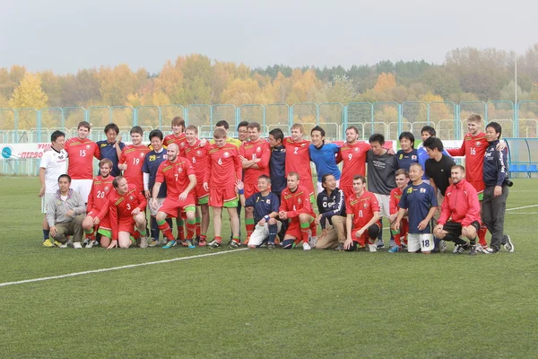 A friendly football match between sports journalists of Japan and Belarus. Minsk, September 2013