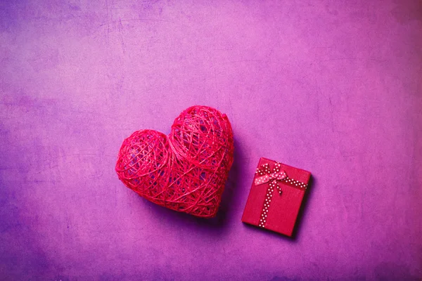 Red gift and heart shaped toy