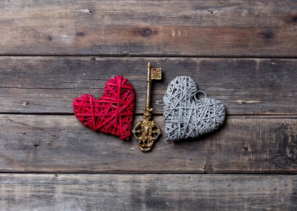 Heart shaped toys and vintage key