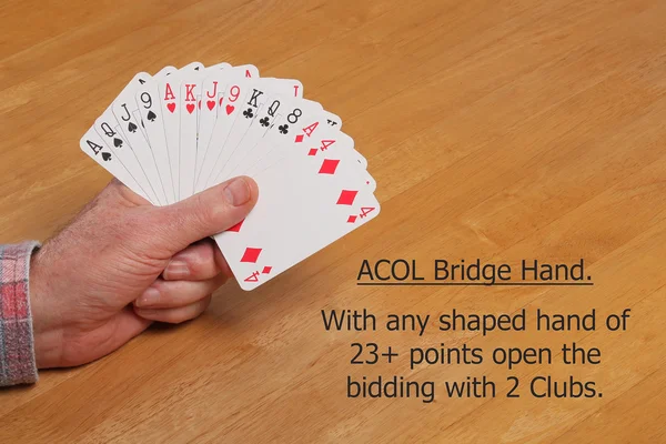 ACOL Contract Bridge Hand.  Two Clubs.