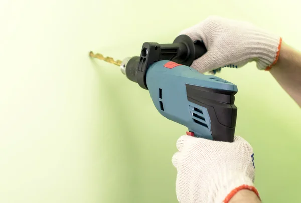 The process of drilling using electric drills