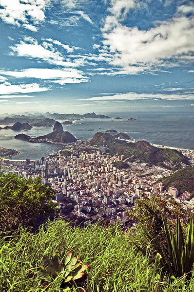A view on Sugar Loaf from Corcovado mountain in Rio de Janeiro