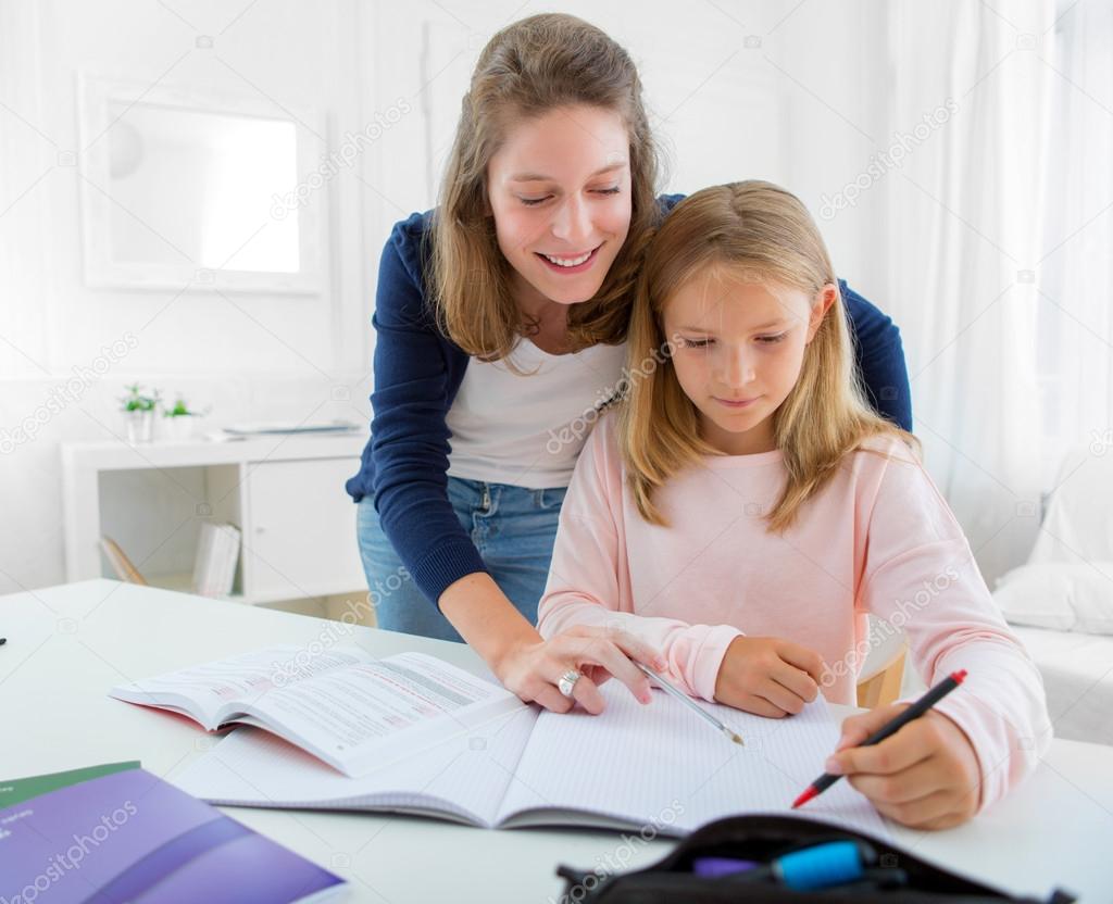 Sister doing homework