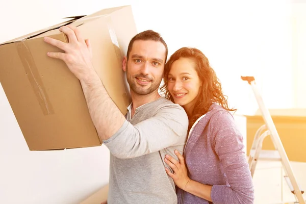Young couple in love moved in their new flat