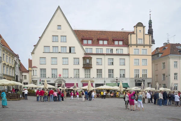 Cloudy day of the Town hall square. Tallinn, Estonia