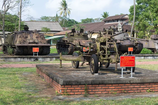 Exhibition of captured military equipment in the city of Hue. Vietnam