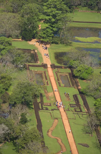 The view of the remains of the palace of Sigiriya, Water Garden. Sri Lanka
