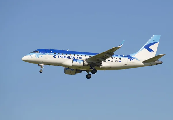 The plane Embraer ERJ-170 (ES-AED) company Estonian Air before landing in Pulkovo airport