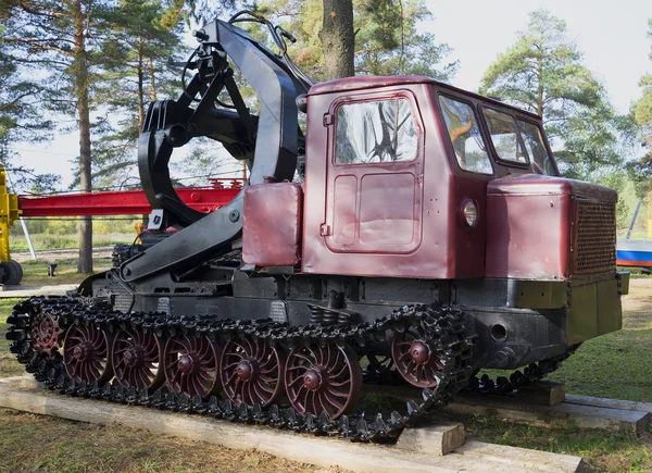 Skidding tractor TT-4. The exhibition of forestry equipment in the town of Sharya, Kostroma region