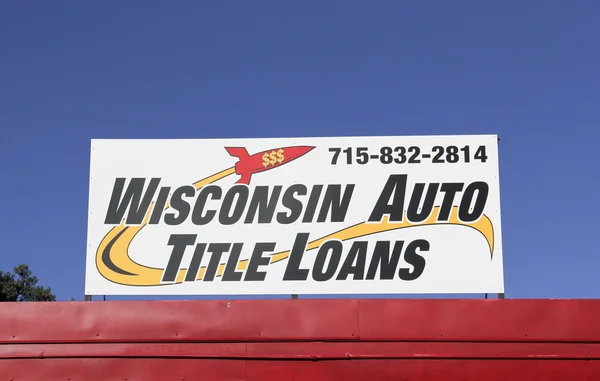 Wisconsin Auto Title Loans Sign on a storefront