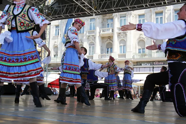 Members of folk group Edmonton (Alberta), Ukrainian dancers Viter from Canada during the 48th International Folklore Festival in center of Zagreb