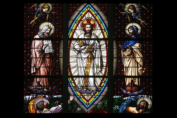 Transfiguration on Mount Tabor, Stained glass in Votiv Kirche (The Votive Church). It is a neo-Gothic church in Vienna