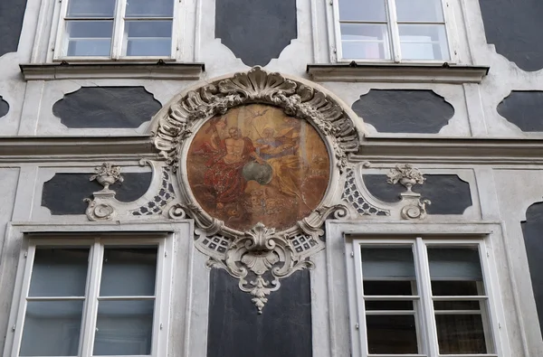 Holy Trinity fresco painting on the house facade in Graz, Styria, Austria