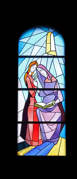 Saint Ann, stained glass church window in the parish church of St. James in Medugorje
