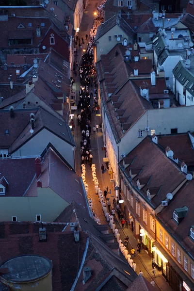 ZAGREB, CROATIA - MAY 31, 2015: Procession through the streets of the city for a day Our Lady of the Kamenita vrata, patroness of Zagreb, led by Cardinal George Pell and Cardinal Josip Bozanic.
