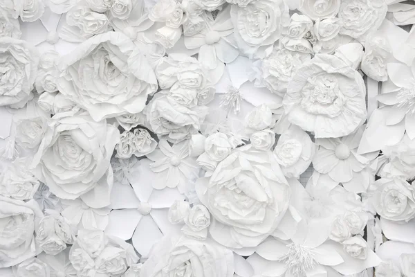 Decorative background from white paper flowers