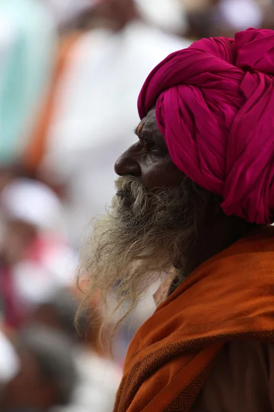 Pune, India - July 11, 2015: A portrait of an old Indian pilgrim