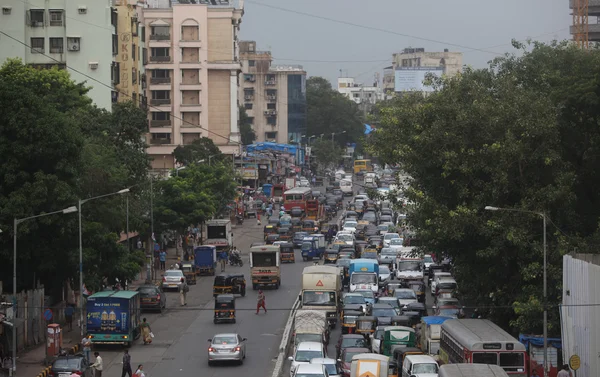 A traffic jam in the city of Mumbai, one of the most populated c
