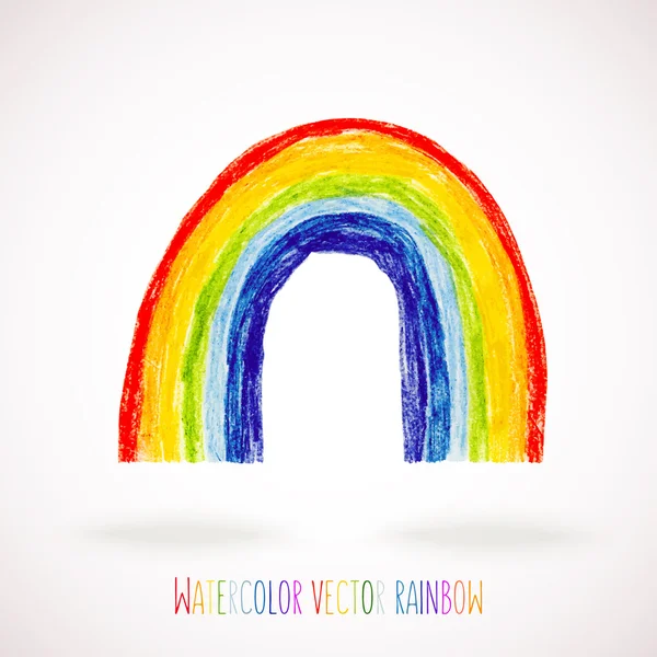 Vector watercolor rainbow, hand drawn with color pencils