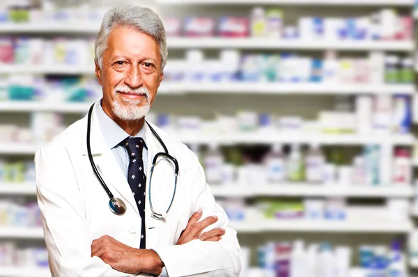 Portrait of a man in the pharmacy