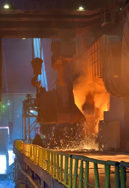 Hot steel pouring