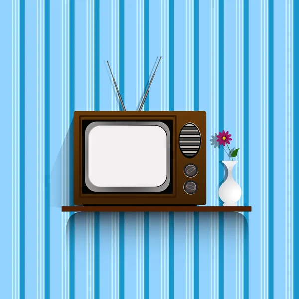 Blank retro tv with vintage wallpaper.eps 10.
