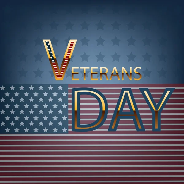 Veterans day gold text with flag eps10 vector illustration