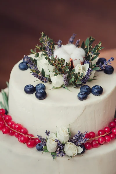 Naked wedding carrot cake with fruits