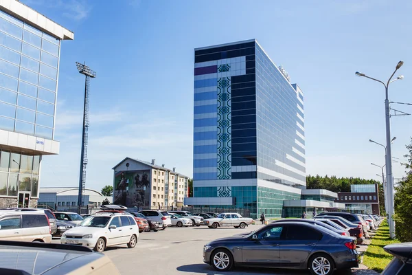 UFA, Russia - MAY 2016: Exterior of a modern glass hotel building.