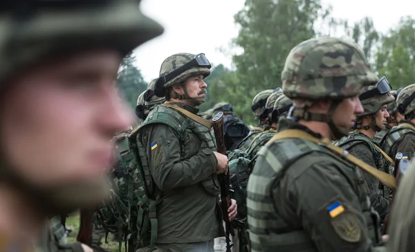 Soldiers at training Center of National Guard of Ukraine