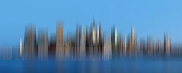 Early morning New York City skyline panorama