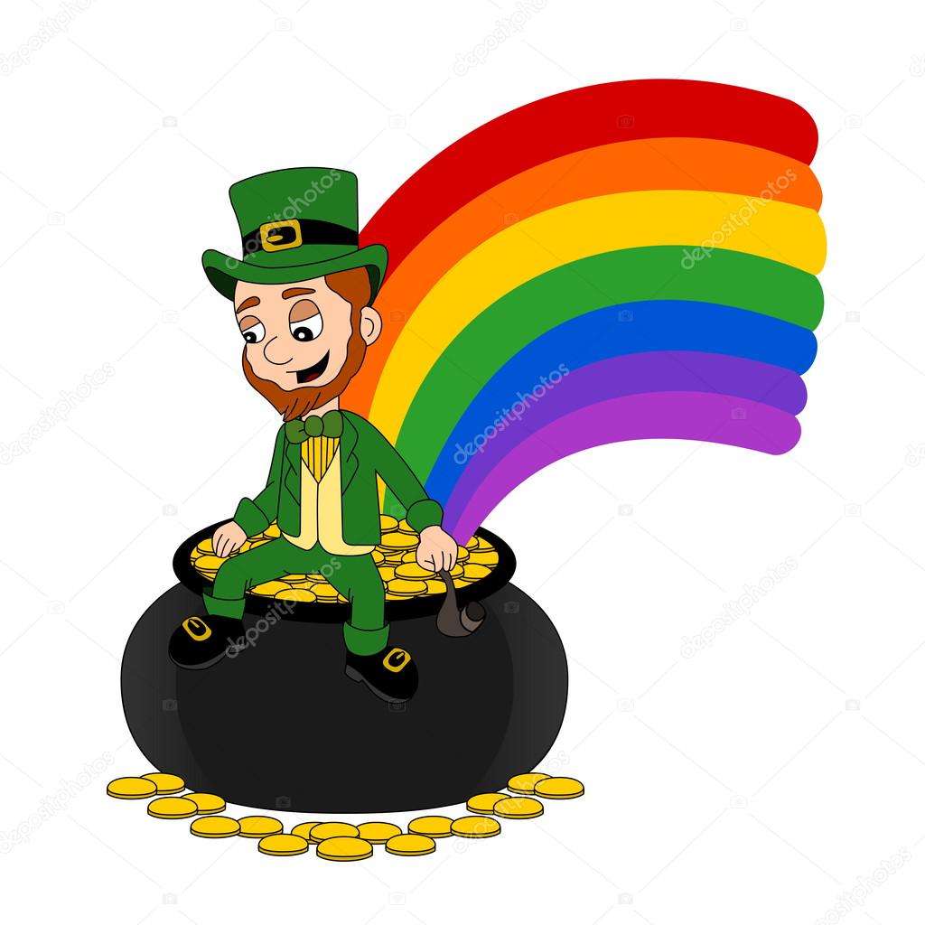 duende-de-dibujos-animados-sentados-en-una-olla-de-oro-vector-de