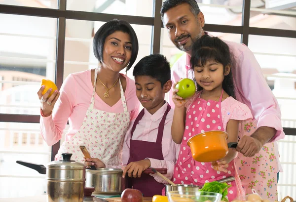 Indian family  cooking at home