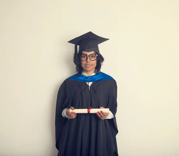 Indian female student graduating