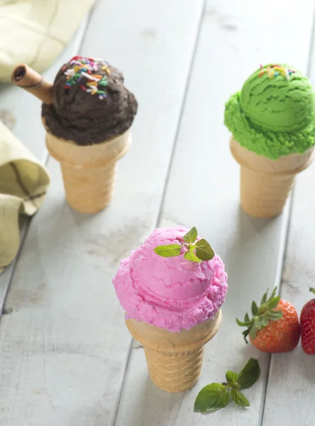 Various cone ice creams