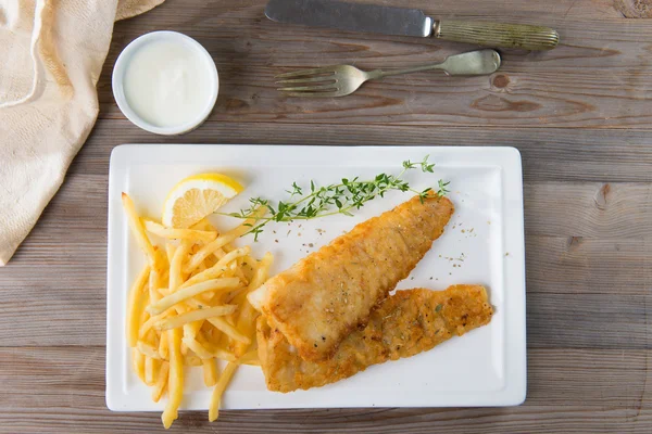 Fried fish fillet with french fries
