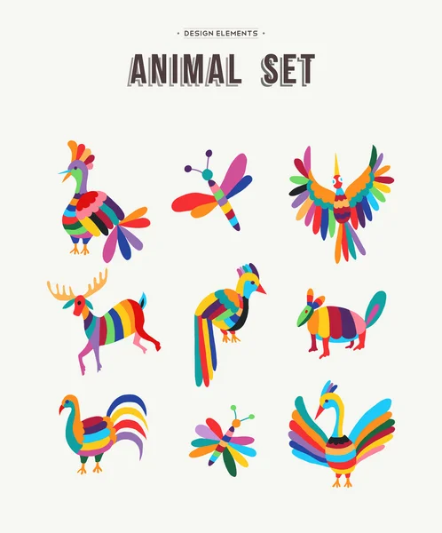 Colorful set of wild animal icon illustrations